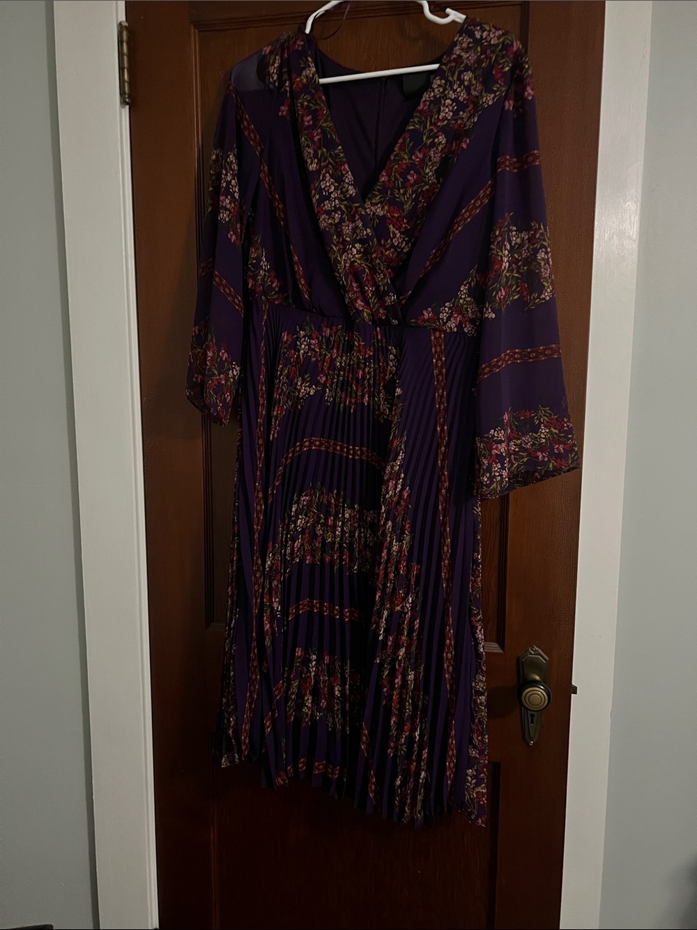 Maison Tara Purple Floral Wrap Dress with V-Neck